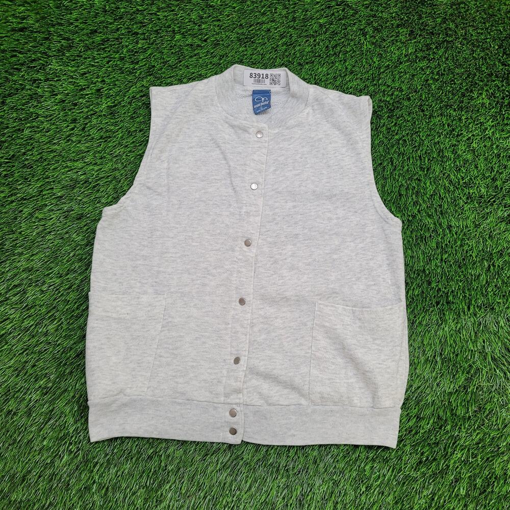 Vintage 90s Ocean-Pacific Snap Vest Women M/L 19x22 Gray USA